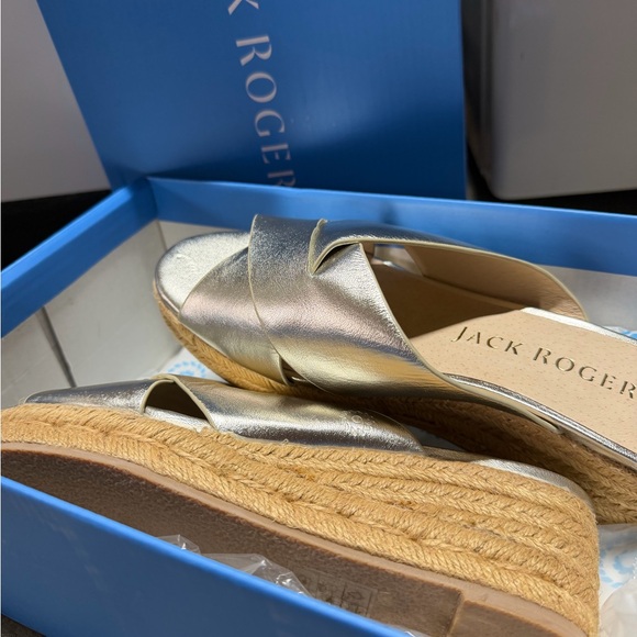 Jack Rogers Slotted Sloane Pebbled Espadrille Mid Wedge Women's Shoes - Picture 5 of 7